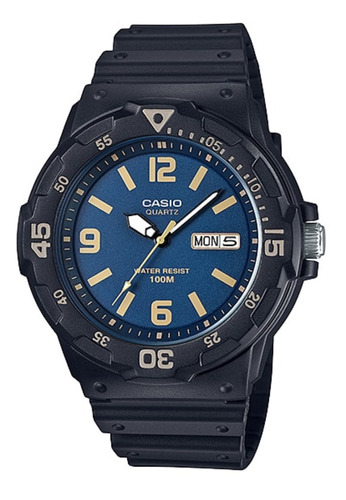 Reloj Casio Mrw-200h-2b3vdf Hombre 100% Original Color de la correa Negro Color del bisel Negro Color del fondo Azul