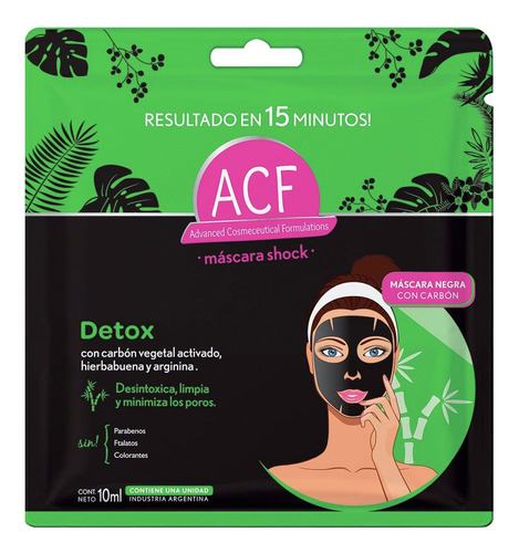 Acf Shock Máscara Detox Limpia Elimina Poros Y Desintoxica