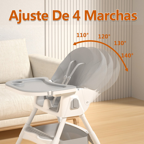 Silla Periquera Bebé Alta Ajustable Para Comer Con Plegado