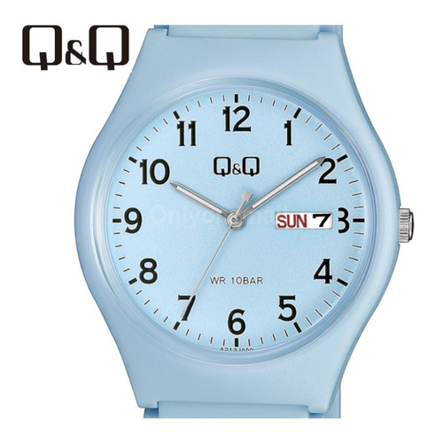 Reloj Q&q By Citizen A212j006y 100m Para Dama Liniers Color de la malla Celeste