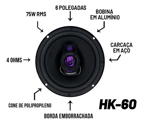 4 Falantes 6 Pol Som Carro Hiken 150w Hilux Ecosport Jetta
