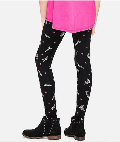 Justice Leggings Estampado Paris Talla 12 Negro