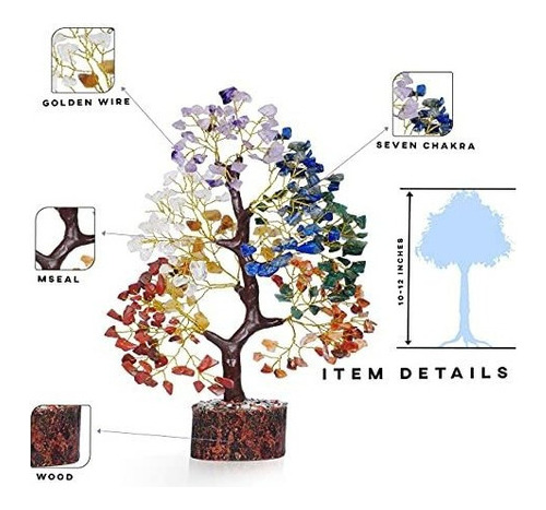 Árbol De Cristal - 7 Piedras De Chakra - Colgador De Pared