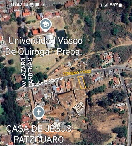 Se Vende Terreno En Pátzcuaro, 11x33 Frente A La Uvaq, Sobre Abarca