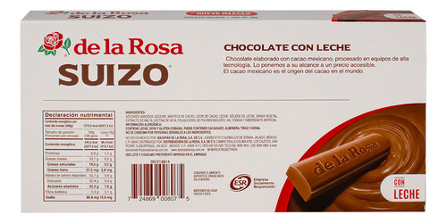 Chocolate Con Leche Estilo Suizo De La Rosa Cacao 16pz