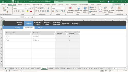 Planilha De Cadastro De Clientes (crm) 4.0