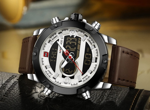 Reloj Deportivo Naviforce Hombre Cuero Acero 1año Garantia