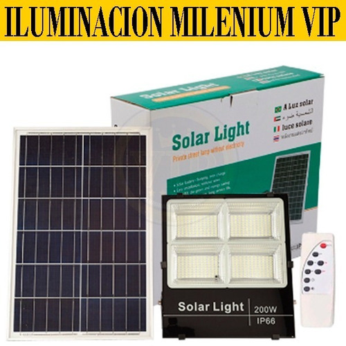 Lampara Reflector Led 200w Panel Solar Con Control Exterior