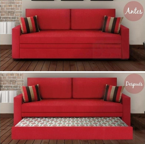 Divan Sofa Cama Chenille, Sillon 3 Cuerpos+colchon Superior