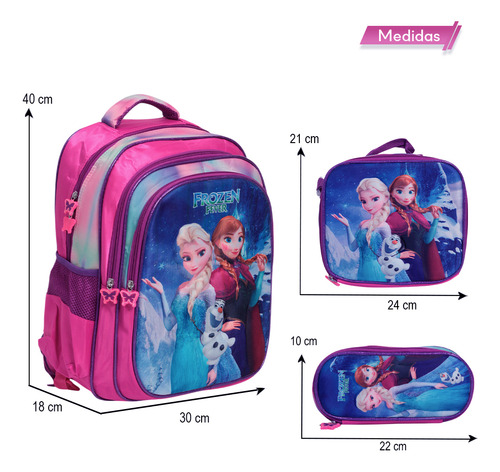 Kit Mochila Infantil De Costas 3d Frozen Desenho Criança