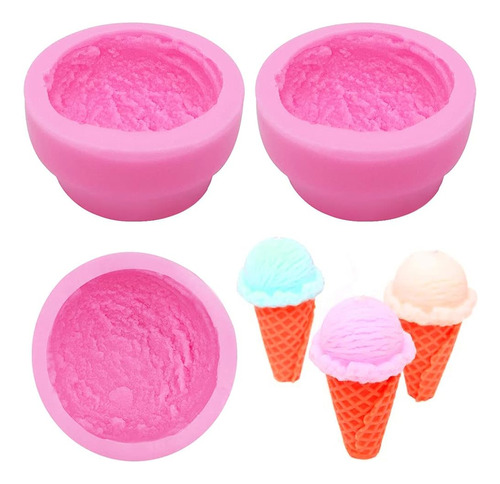 Kuuguu 3 Pcs 3d Forma De Bola De Helado Moldes De Silicona M