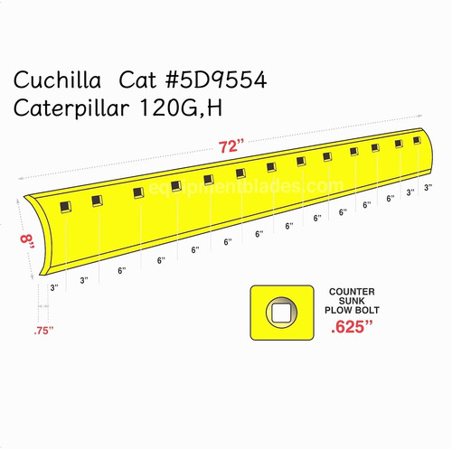 Cuchilla Para Motoniveladora Caterpillar Patrol 15 Huecos 