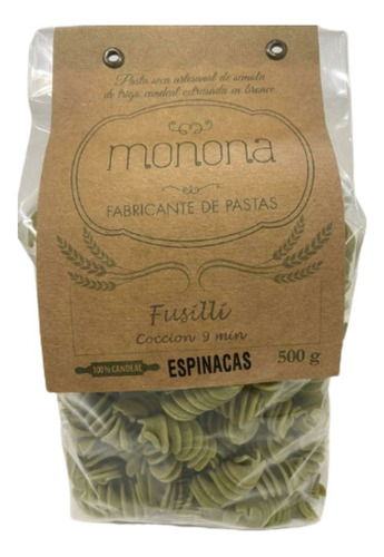 Pasta De Trigo Candeal Monona - Fusilli De Espinaca X 500 Gr