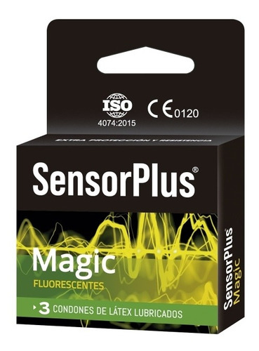 3 Preservativos Sensor Plus Magic [1 Caja]  / Fluorescentes 