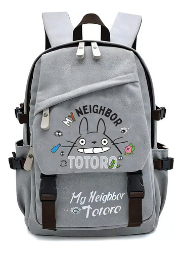 Mochila Totoro De Lona Para Anime, De Alta Calidad Color Gris