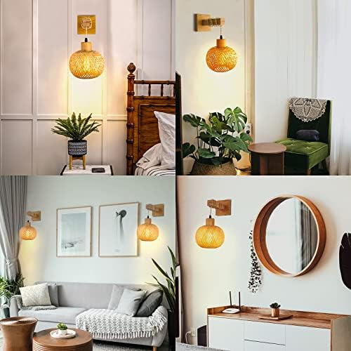Aplique De Pared De Ratán - Lámparas De Ratán Frideko Para D