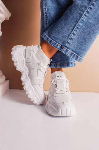 Zapatillas Altas Mujer Suki Doble Cordon Cuero Urbanas Moda