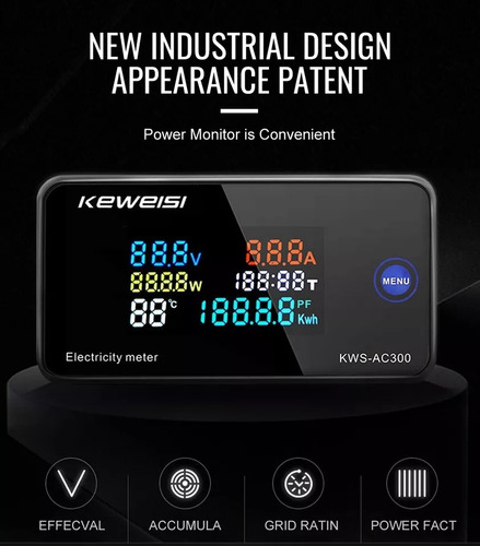 Vatímetro 120v 100 A Contador Kwh Medidor Amperímetro Ac