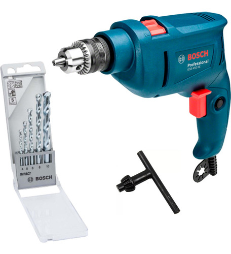 Kit Furadeira Impacto Bosch Gsb450re Com 5 Brocas Cyl-1 220v