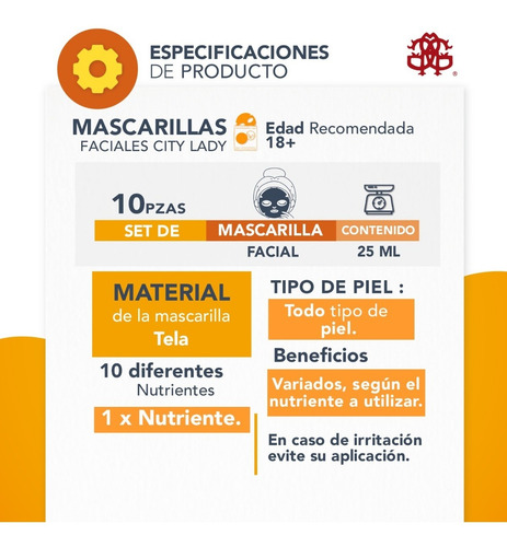 Imagen 9 de 10 de Set 10 Mascarilla Facial Hidratante Cuidado Piel Profesional