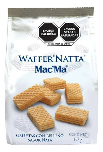 10 Pza Galletas Mac´ma Waffer Natta Con Relleno Sabor Nata 6