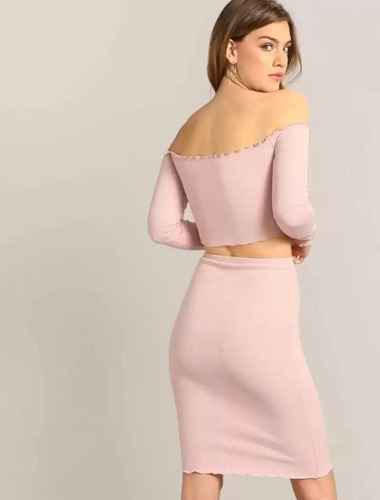 Conjunto Falda Y Blusa Rosa Pastel