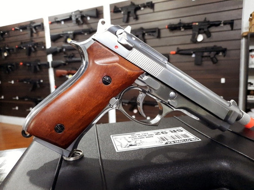 Imagem 6 de 10 de Airsoft Pistola Src M92 Beretta Cromada Platinum Series Nova