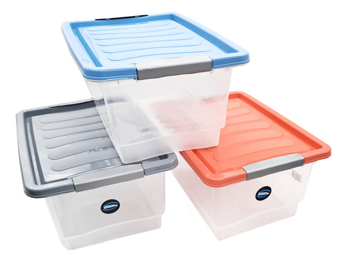 Organizador 10 Lts Caja Plastica 24 X 30 X 18 Cm Con Traba Color Surtidos