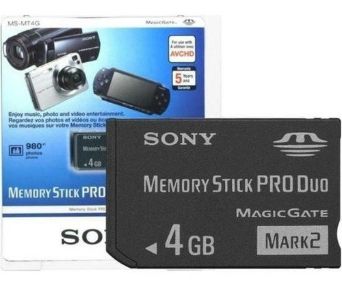 Memory Stick Pro Duo Sony 4gb, Cartão Memoria Maquina Fotos