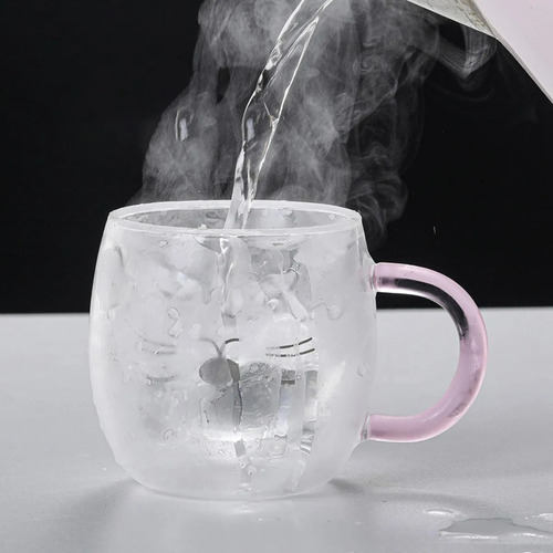 Imagen 5 de 6 de Tazas Vidrio Beber Doble Pared Forma Gato