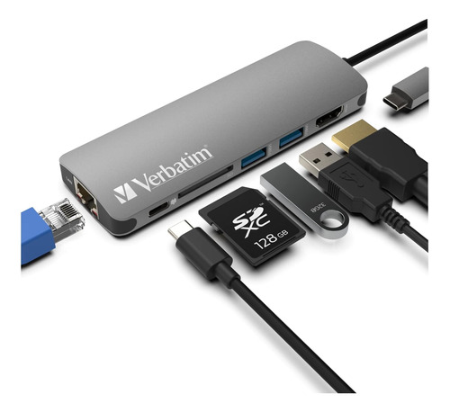 Adaptador De Concentrador Usb C 6 En 1 De Verbatim Con Dongl