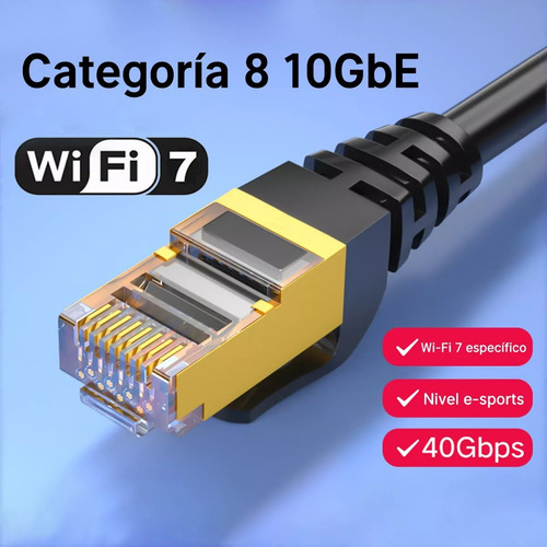20 Metros Cable De Red Ethernet Rj45 Cat8 Wifi7 40gbps