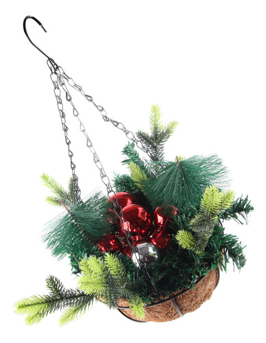 Cesta Colgante De Navidad Artificial Decorada Con Madera De
