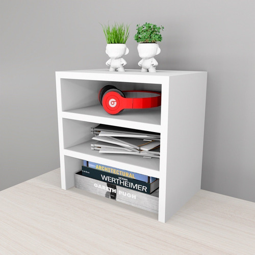Prateleira Para Monitor Em Mdf Duplo Escritório + Escaninho