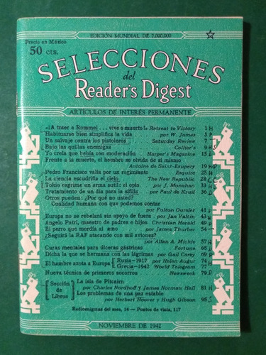 Revista Selecciones Del Readers Digest Noviembre De 1942