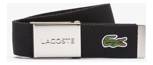 Cinto Masculino Lacoste Made In France Com Gravação Croco Cor Preto Tamanho 100 Cm