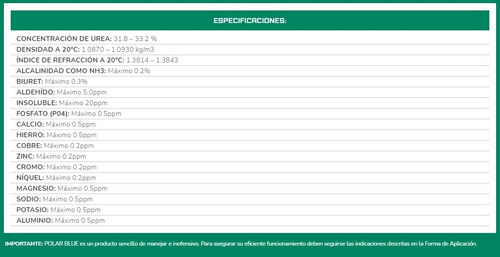 Imagen 3 de 4 de Liquido Reductor De Óxidos De Nitrógeno Polar Blue 20lts