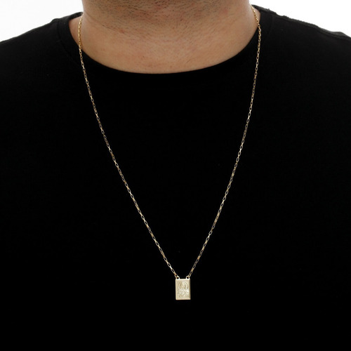 Imagem 3 de 4 de Escapulário Masculino Sagrado Coração Banhado Ouro 18k