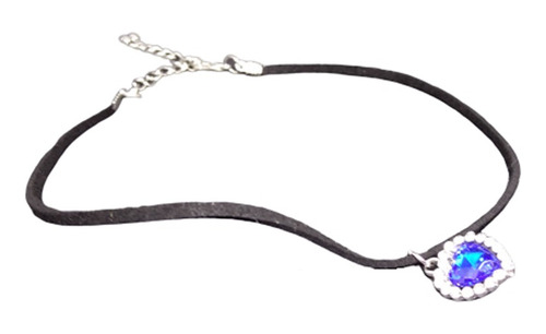 Colar Gargantilha Choker Feminino Coração Pedra Safira C415