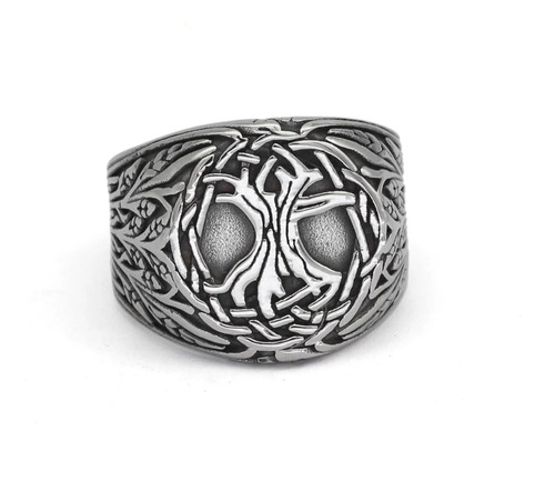 Anillo Vikingo Yggdrasil Árbol De La Vida Nórdico Acero.