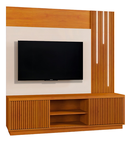 Home Logan Com Led Cascata 2 Portas Mavaular Cor Naturalle/off White