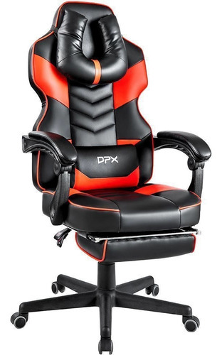 Cadeira Gamer Reclinável E Giratória Com Apoio Retrátil Cor Vermelho