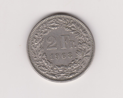 Moneda Suiza 2 Francos Año 1968 Muy Buena