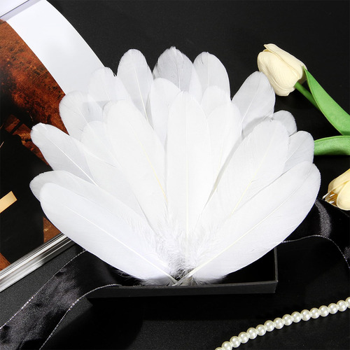 200 Pluma Ganso Alta Calidad Manualidades Eventos Decoración Blanco