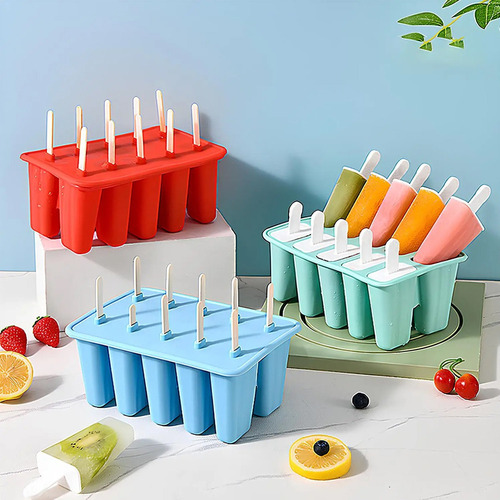 Molde Para Helado Con Tapa Y 12 Orificios