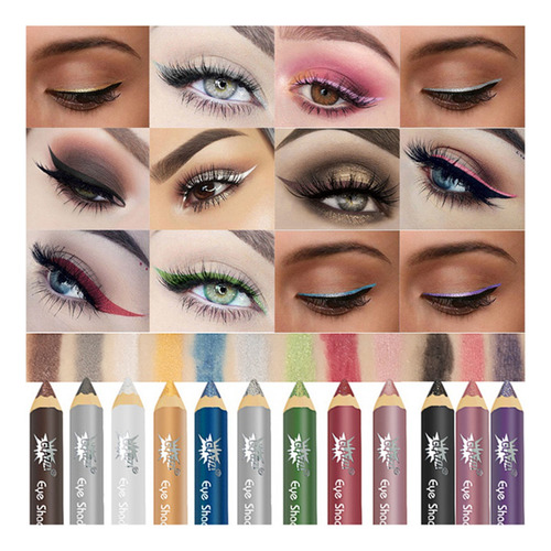 Lápiz De Sombra De Ojos Perlado Impermeable Glazzi, 12 Color
