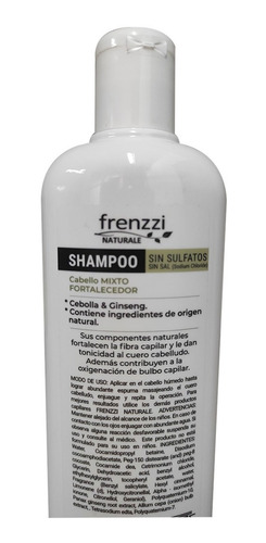 Shampoo Frenzzi Cebolla Y Ginseng Sin Sulfatos 350ml
