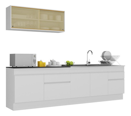 Armário De Cozinha Compacta 270cm Veneza Multimóveis V2112 Cor Branco