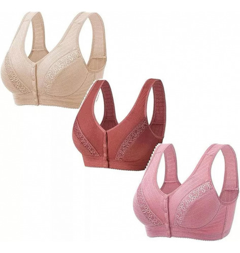 Pack De 3 Sujetadores Con Cierre Frontal Para Mujer, Cómodos