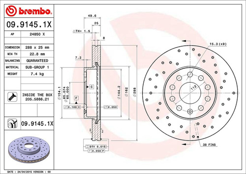 Discos Brembo Xtra Vw Jetta 1.4 Tsi 2012-2019 Delan Par